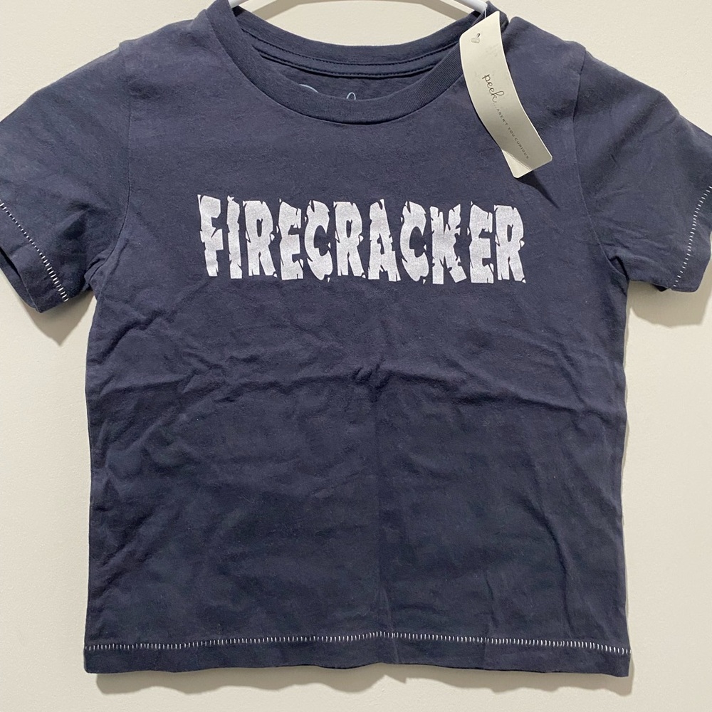 Peek Navy Firecracker Kids Shirt NWT size 4/5 Y